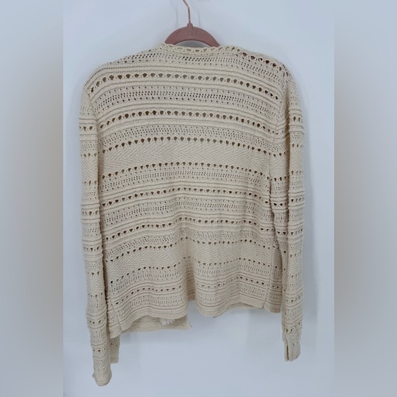 ZARA Crochet Cardigan Patch Pocket Tassel Lagenlook Sweater Size Large - Picture 4 of 14